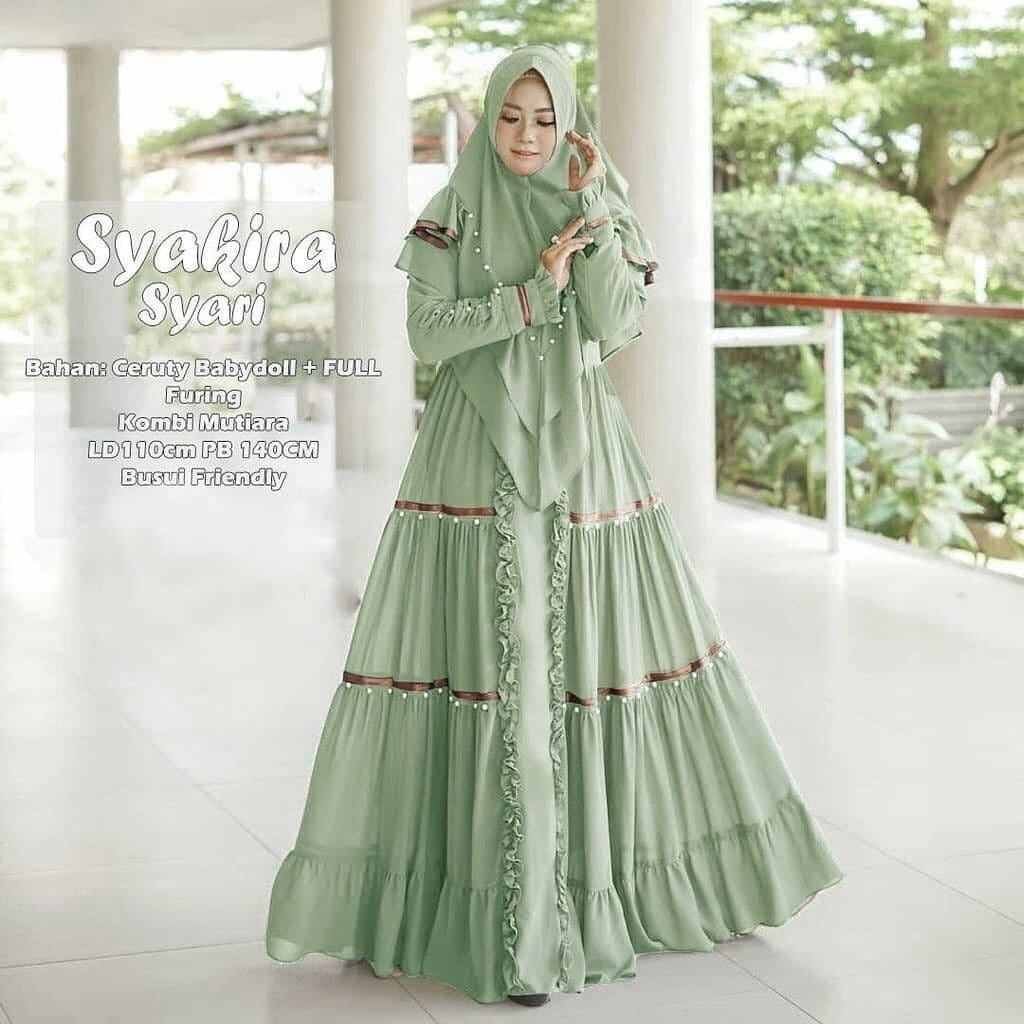 SYAKIRA SYARI / Gamis Wanita Terbaru 2021 / Gamis Syari free Hijab Terbaru / Baju Gamis Syari Mewah 