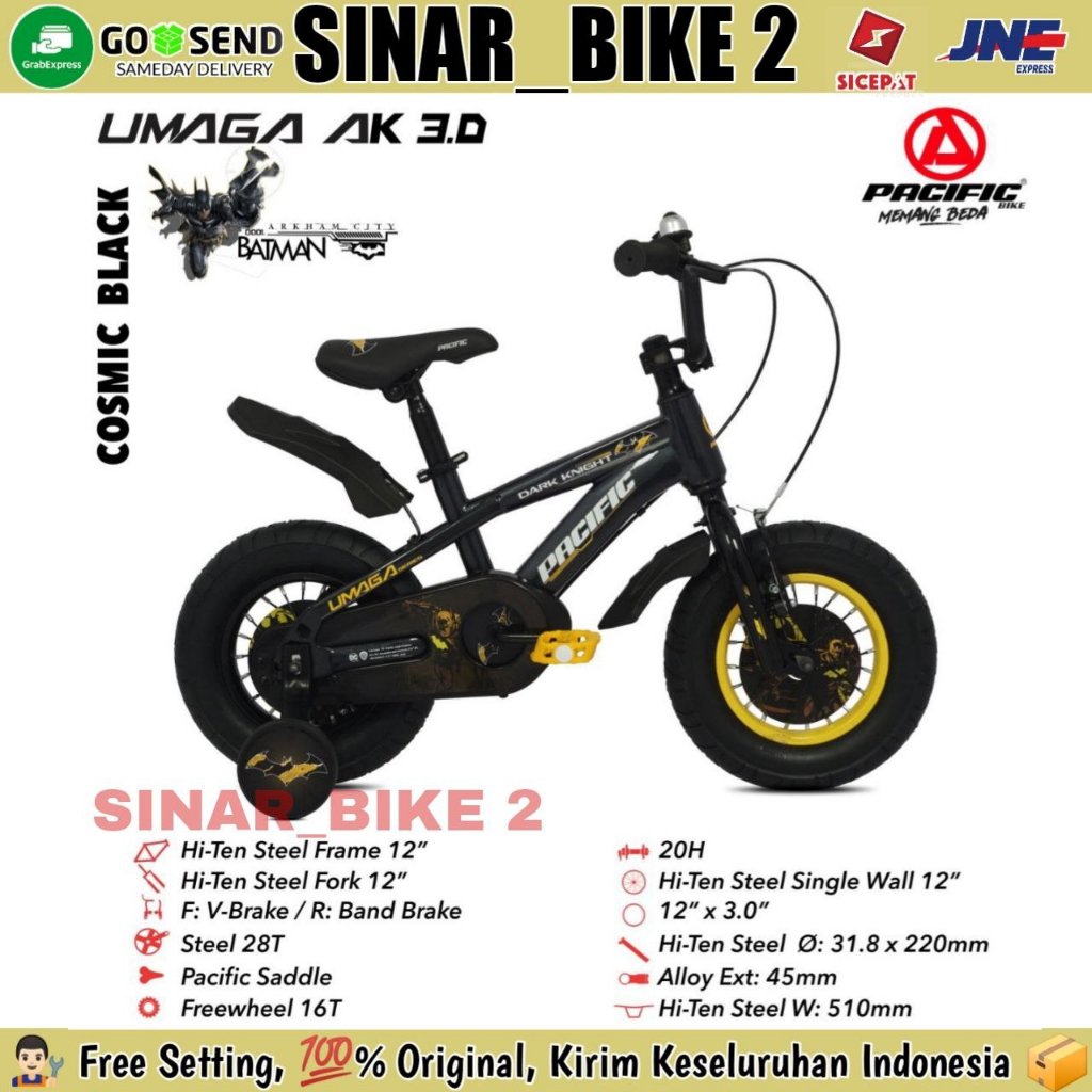 Sepeda Anak BMX Ukuran 12 ,16 &amp; 18 Inch PACIFIC Umaga Ax 3.0 Ban Jumbo Usia 3-10 Tahun