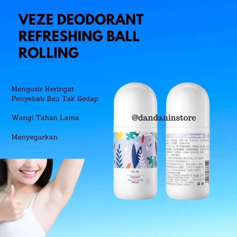 Veze Deodorant Ketiak Putih Refreshing Ball Rolling 50ml Original Anti Lepek Bau Apek Burket