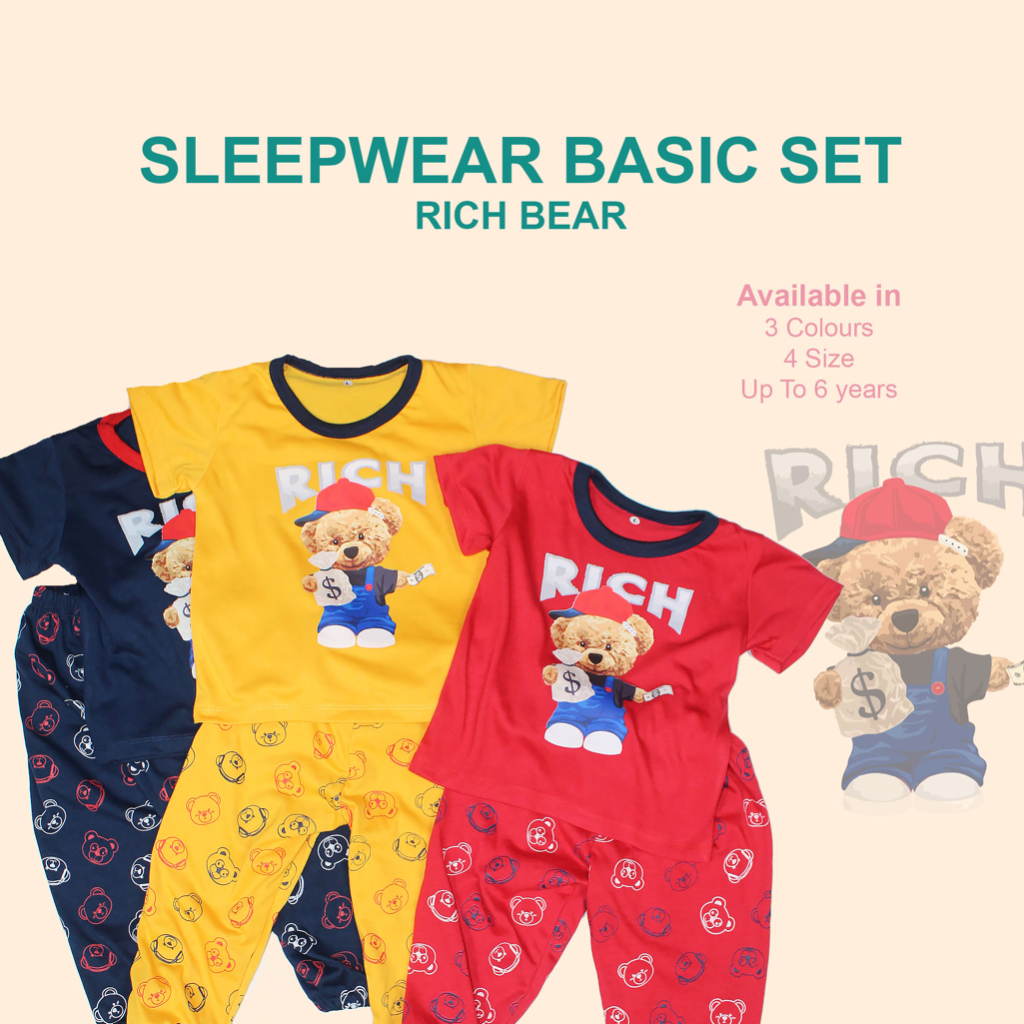 Piyama Set / Baju Tidur Sleepwear Anak Laki Perempuan / DTF Shirt Kids