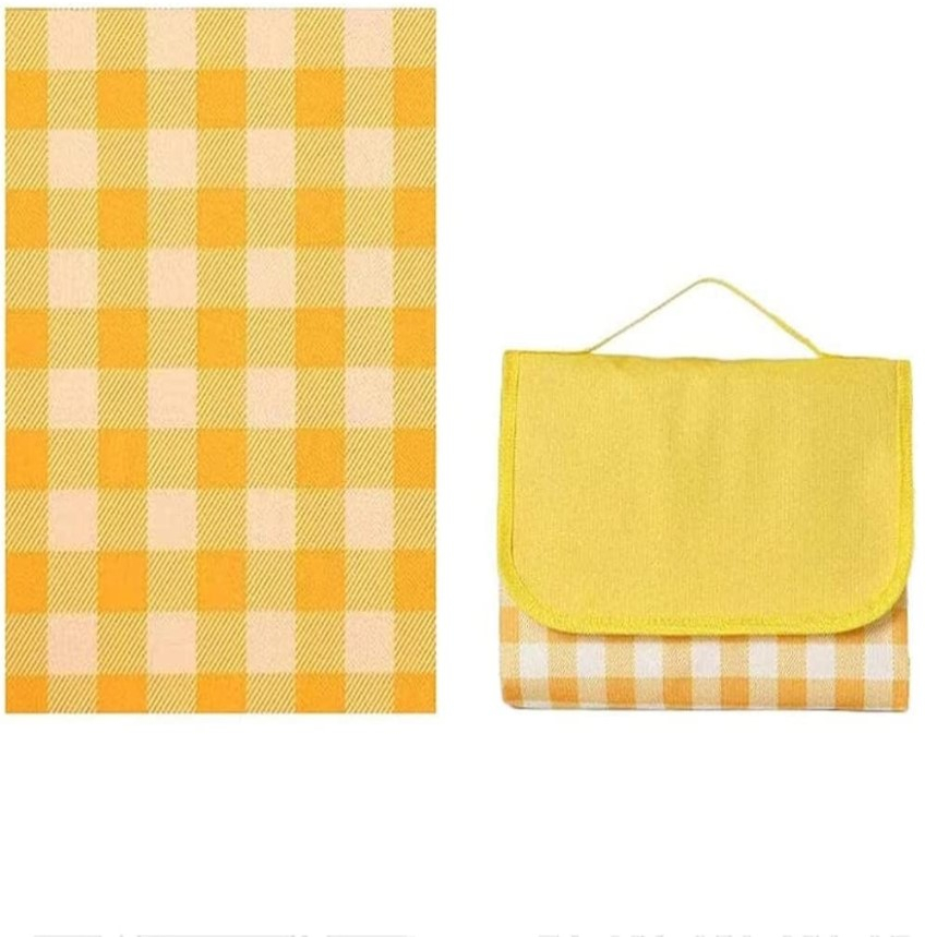 Tikar Piknik Lipat Waterproof Picnic Blanket Grid 150 x 200 CM - HNMYL - Yellow