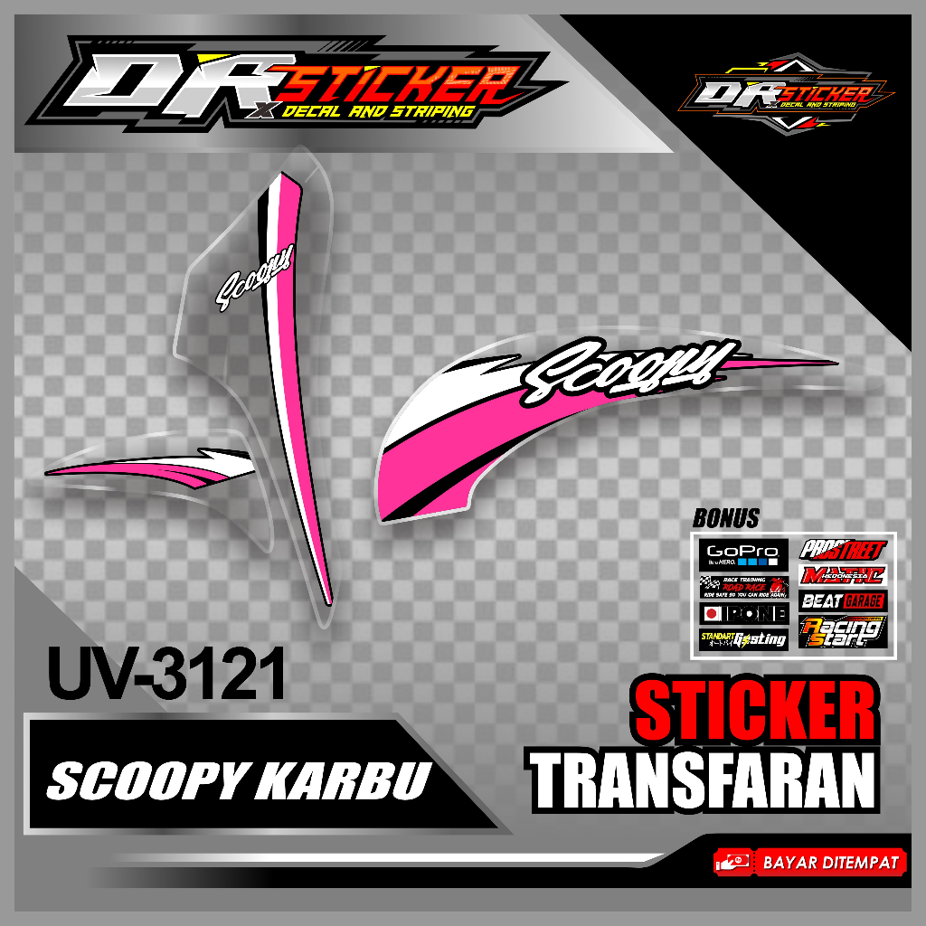 Stiker Striping Transparan UV Honda Scoopy Karbu // Setiker Setriping List Variasi Aksesoris Motor H