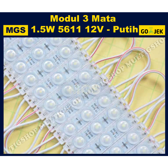 100Pcs LED Modul 3 Mata 1.5W 5611 12V - Putih