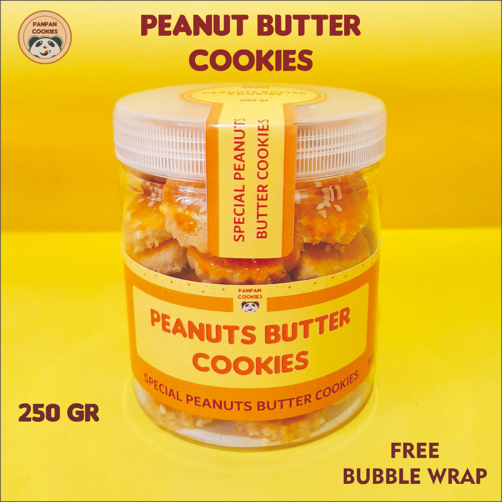 

Peanuts Butter Cookies Panpan Baker's Tabung 300 gram (Free Cookies) - Special Melted Peanut Butter / Camilan Kue Kering dalam Toples