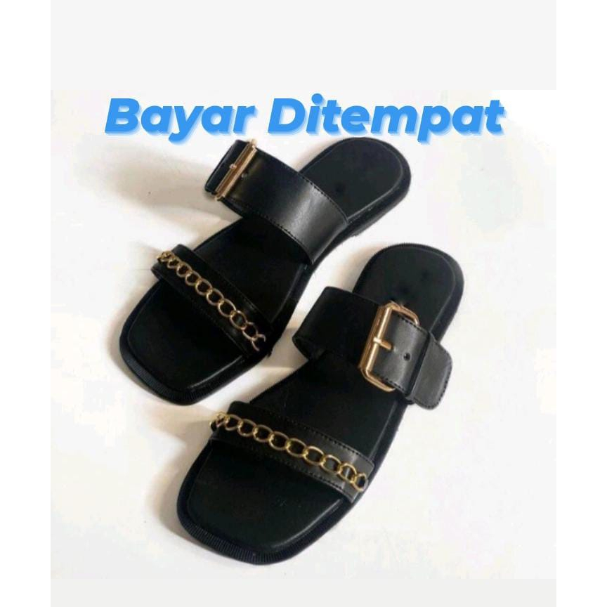 Invincible Sandal Wanita Kekinian Flat Rantai Sendal Cantik Terbaru  2023