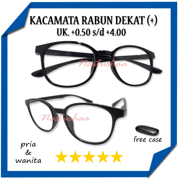 TERMURAH!!! Kacamata Baca Hitam Full Plus (+) Untuk Pria Dan Wanita (Unisex) Tersedia Ukuran +0.50 s/d +4.00 Bingkai Oval