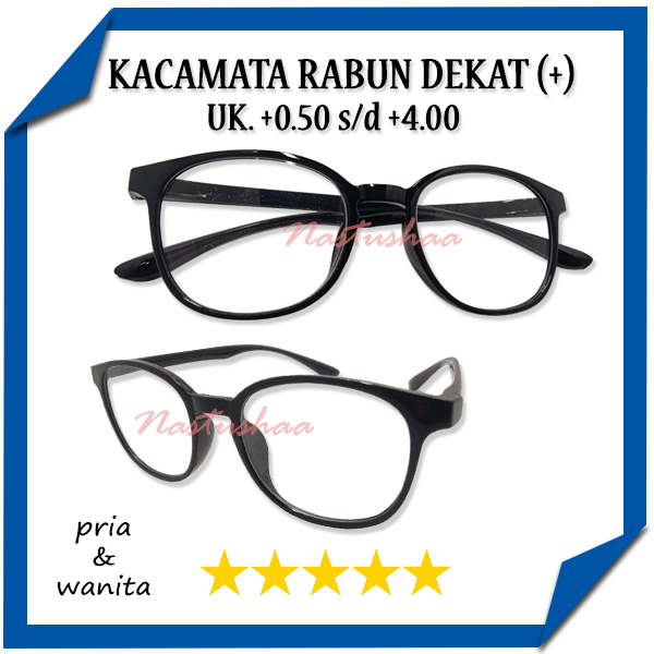 Kacamata Baca Full Plus (+) Bingkai Oval Frame Hitam Tersedia Ukuran +0.50 s/d +4.00 Model Terbaru Dan kekinian Untuk Pria dan Wanita (Unisex)