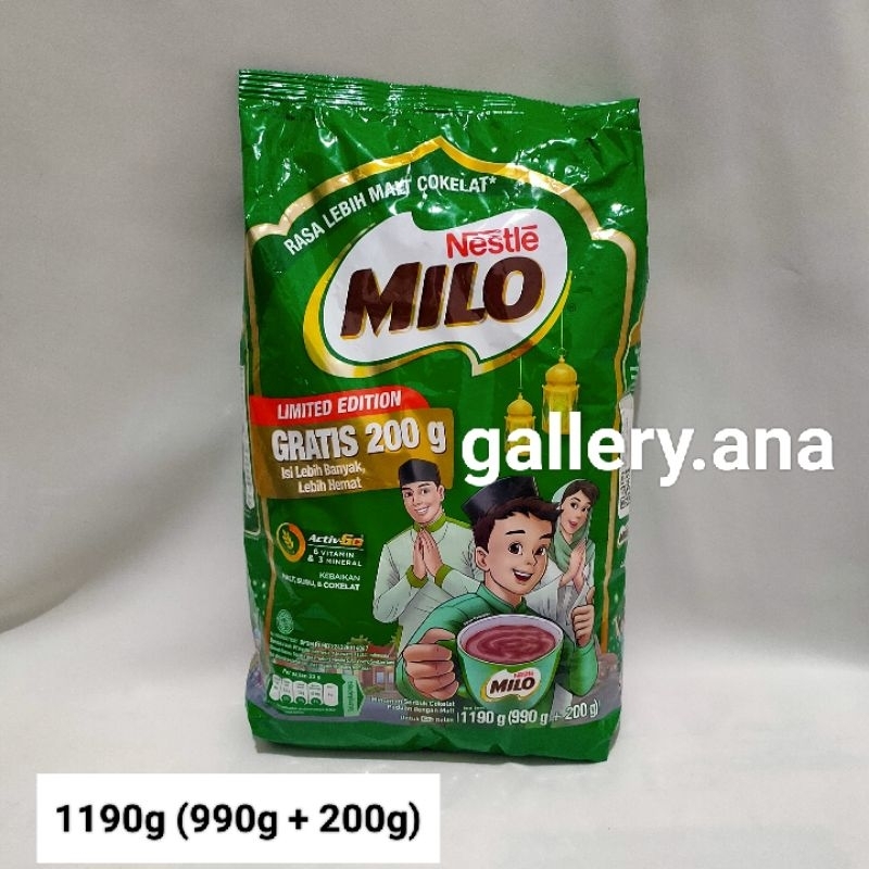 

Milo Activ- Go 1190g / 1kg / 990g / Milo Activ Go 1 kg / 3in1 / Minuman Bubuk Cokelat