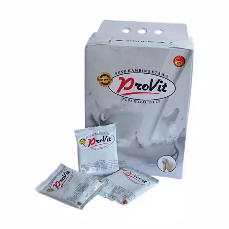 

Susu Provit Susu Kambing Etawa + Royal Jelly Harga 1 Renteng isi 10 Sachet