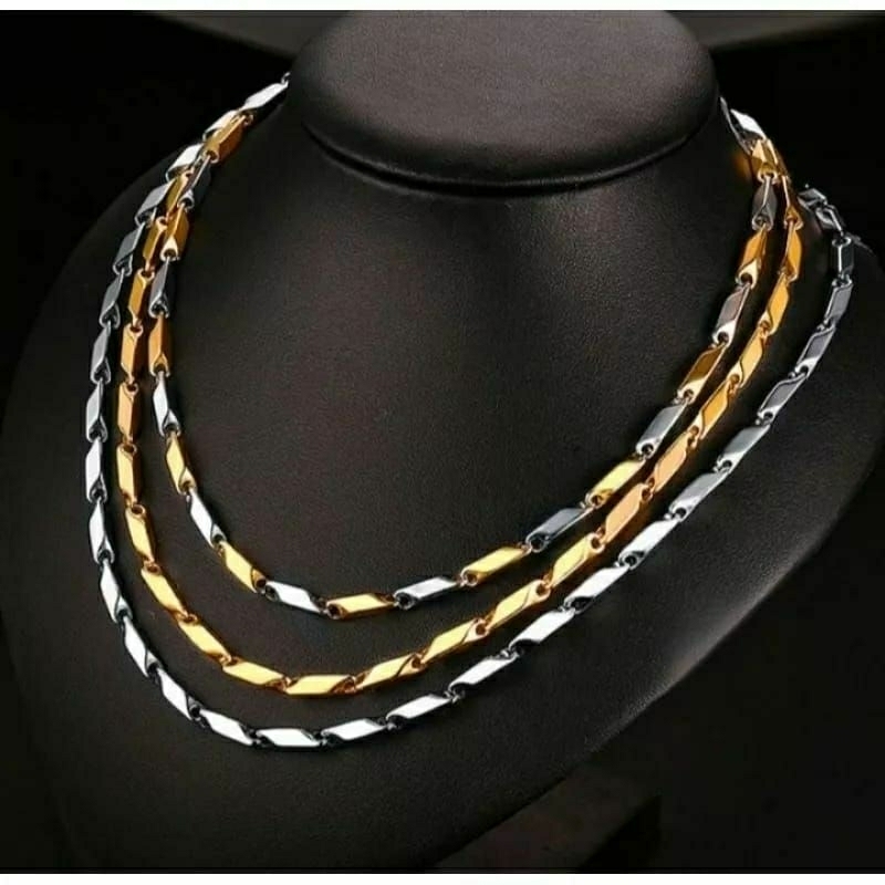 Kalung Titanium Pria Rantai Padi Besar anti luntur