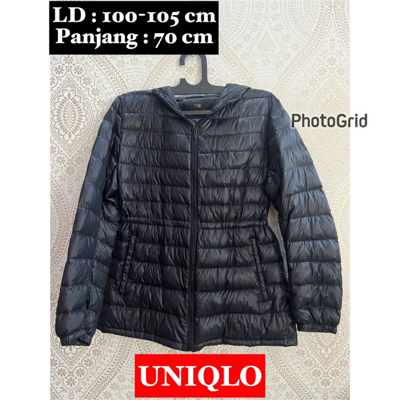preloved jaket uniqlo ultra light down slim black jaker bulu angsa