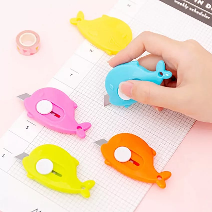 PISAU CUTTER MINI MOTIF DOLPHIN ALAT POTONG KERTAS PLASTIK UNBOXING PAKET