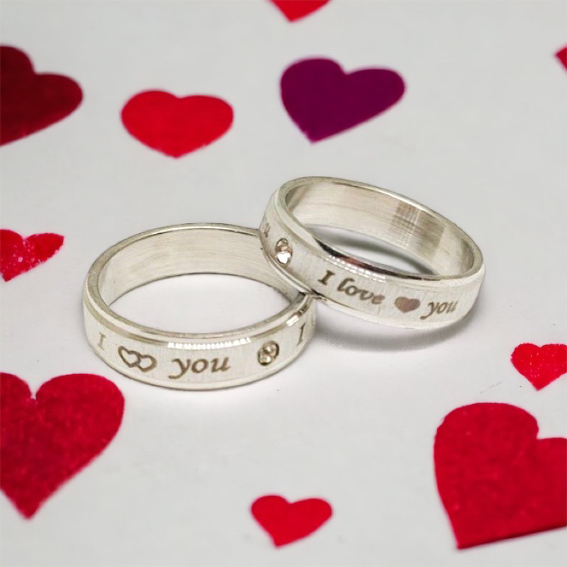 cincin titanium silver couple bertuliskan i love you(harga satuan)