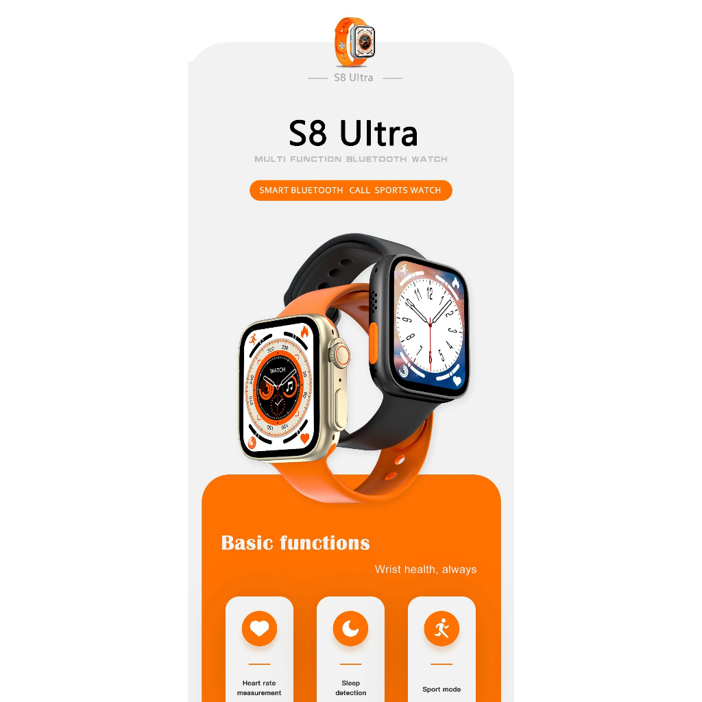 S8 Ultra Smartwatch  Alloy 1.99 Inch Display Watch Bluetooth Call Apple Watch Alternatif DT8 Ultra