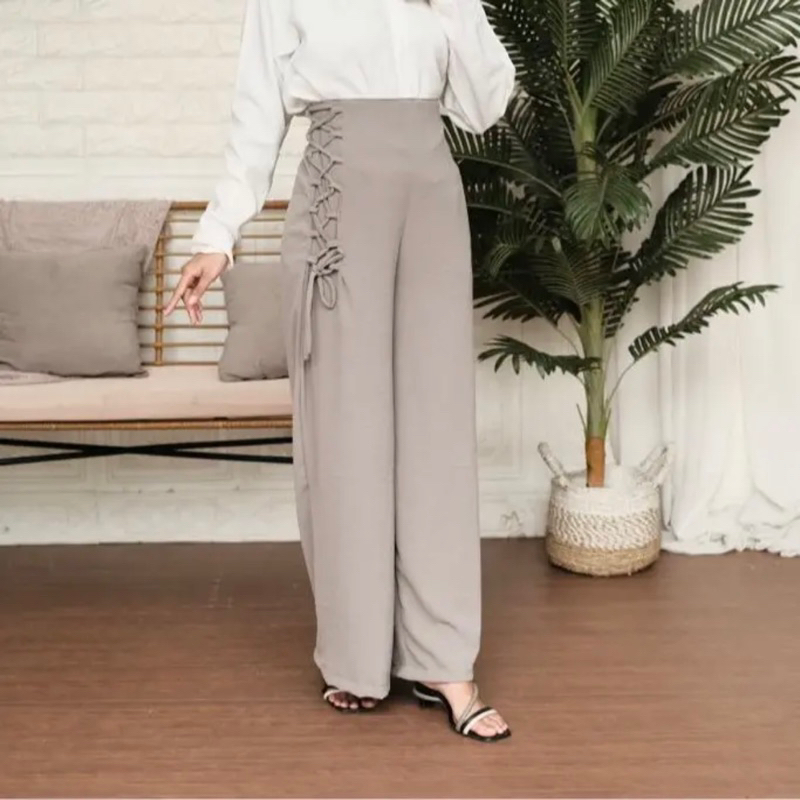 ALICE PANTS KULOT CRINKLE HIGHWAIST - Cirebon Cloth | KULOT TALI SIMPUL KOREAN STYLE | LOOSE PANTS