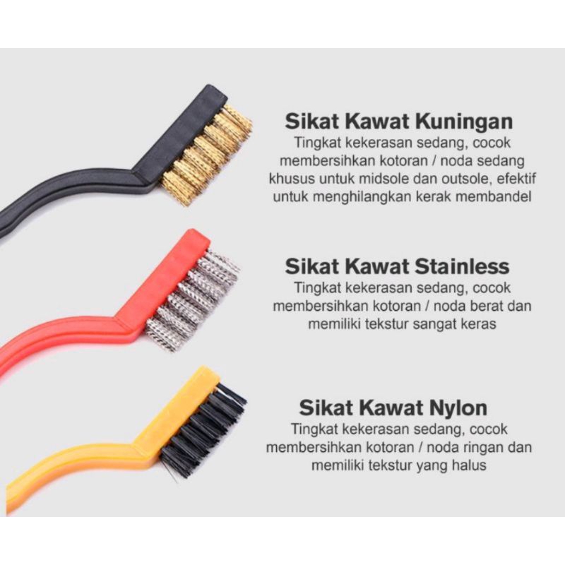 Goland Sikat Kawat Mini 3 Pcs Sikat Pembersih Kompor 3in1 Kawat Tembaga Stainless Nylon - Wire Brushes