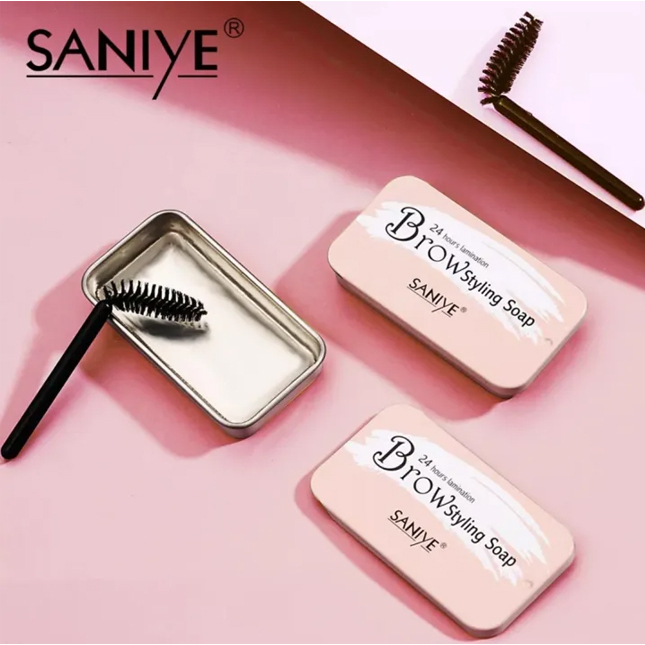 SANIYE (BPOM) 2 In 1 Natural Wild Brows Wax Pommade Brows Eyebrow Cream With Brush M324