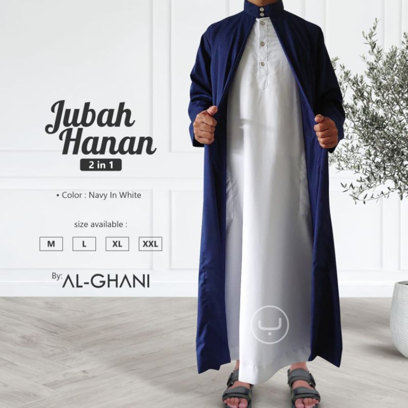 CUCI GUDANG 1 SET JUBAH PRIA LUAR DALAM, JUBAH HANAN 2 IN 1, JUBAH GAMIS PRIA PREMIUM BAHAN KATUN