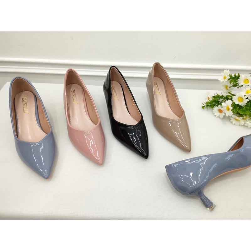 Pump heels 3cm by Simoncelli glossy import high quality fashion shoes sepatu wanita hak tinggi kanto
