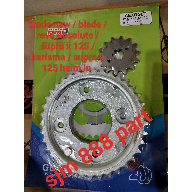 gear set depan belakang blade new / karisma / revo absolute / supra x125 / blade