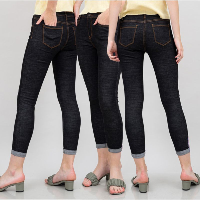 CELANA 7/9 BLUE BLACK GARMENT JEANS STRET 27-34. CELANA GARMENT STRETCH