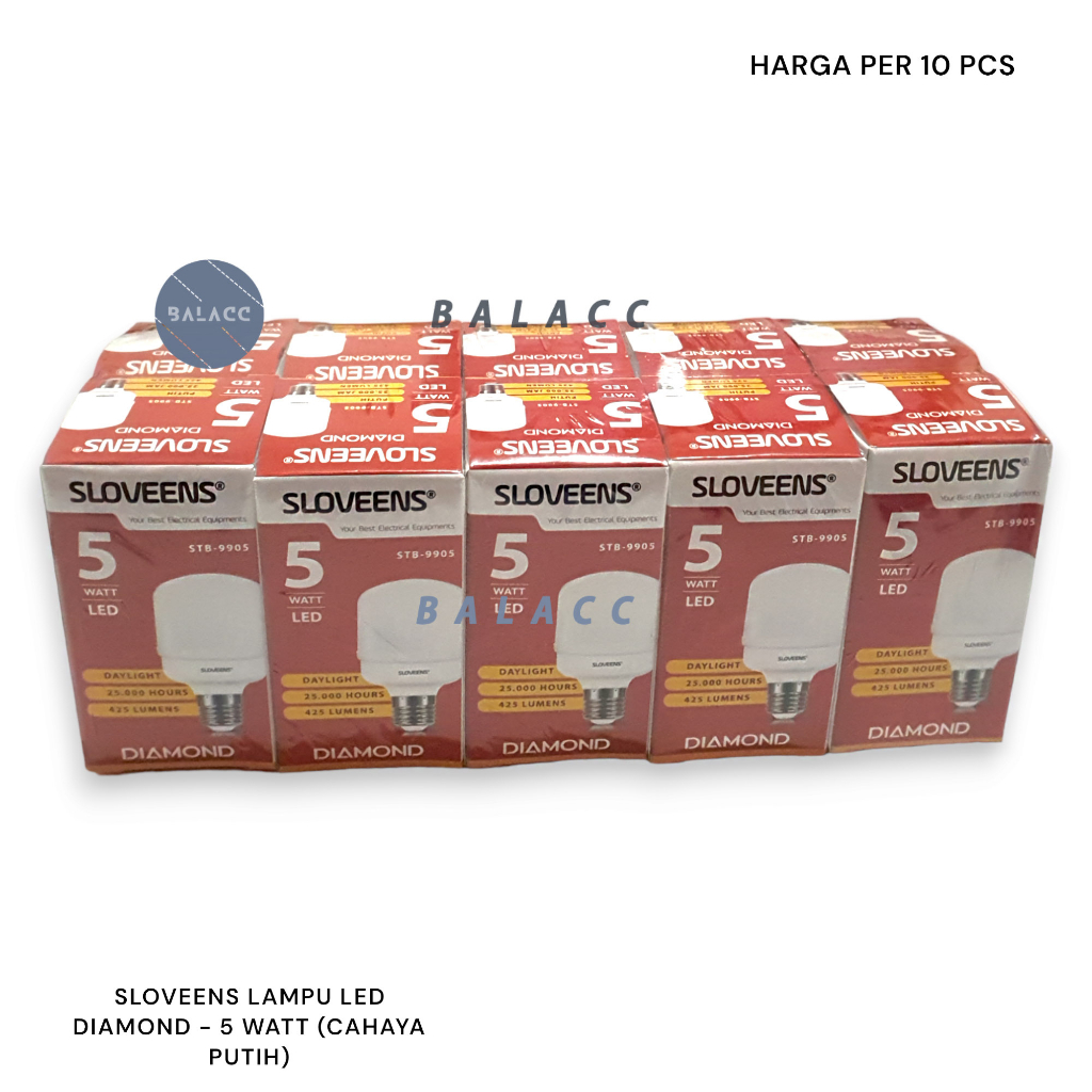 Lampu Led Sloveens Diamond 5 watt 5w Cahaya Putih Terang Berkualitas ( Paket isi 10 Pcs )