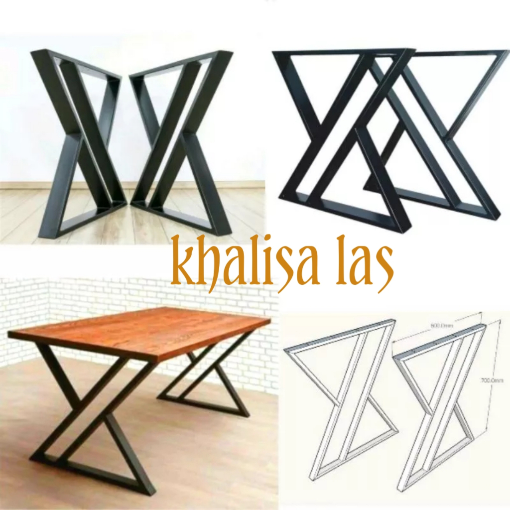 1 SET KAKI MEJA BESI HOLLOW KAKI MEJA BESI MINIMALIS