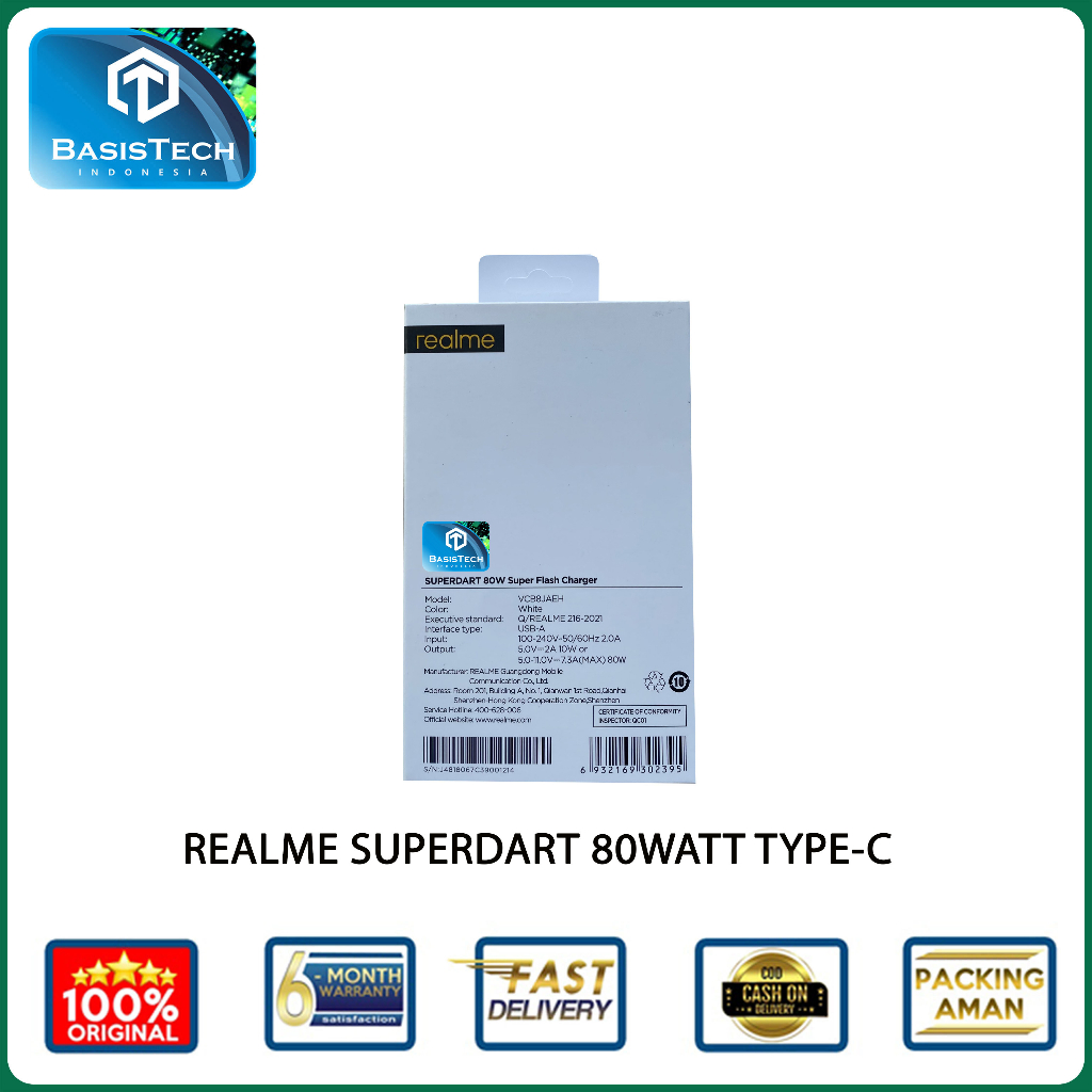 CHARGER REALME TYPE C 80W SUPERDART FAST CHARGING ORIGINAL QUALITY