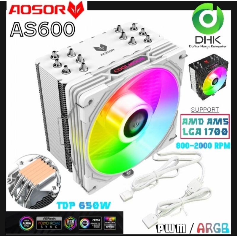 CPU COOLER COOLMOON AOSOR AS600 6 PIPE ARGB PWM