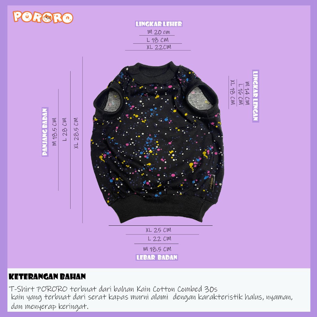 Pororo - Baju Kucing Motif Marble Paint