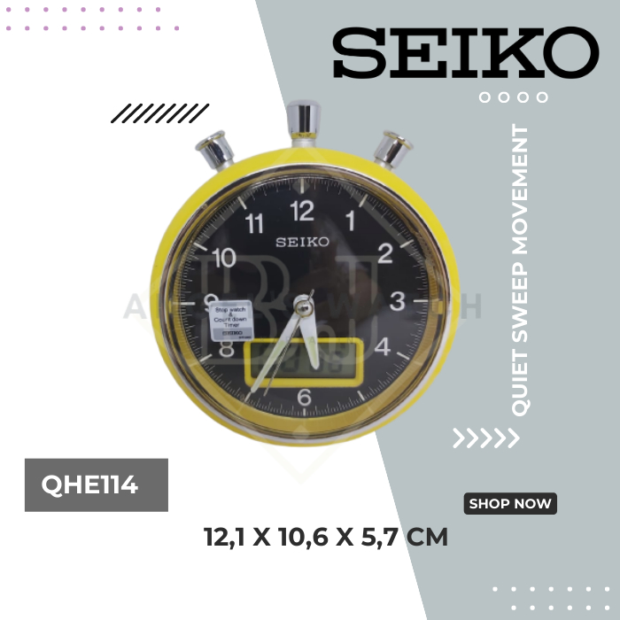 JAM MEJA SEIKO QHE114 STOPWATCH GLOW IN THE DARK ORIGINAL