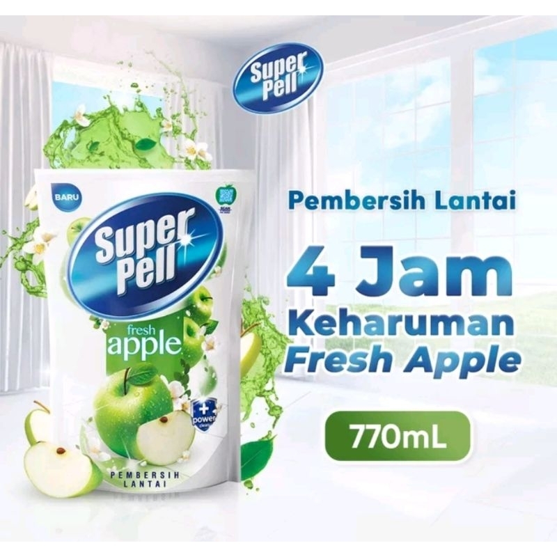 Superpell Pembersih Lantai 770ml// Super Pell Strowberry, Lemon, Apple, Lavender, blossom// Sabun Pel, Pel Harum Bersih, Pel Lantai Antikuman