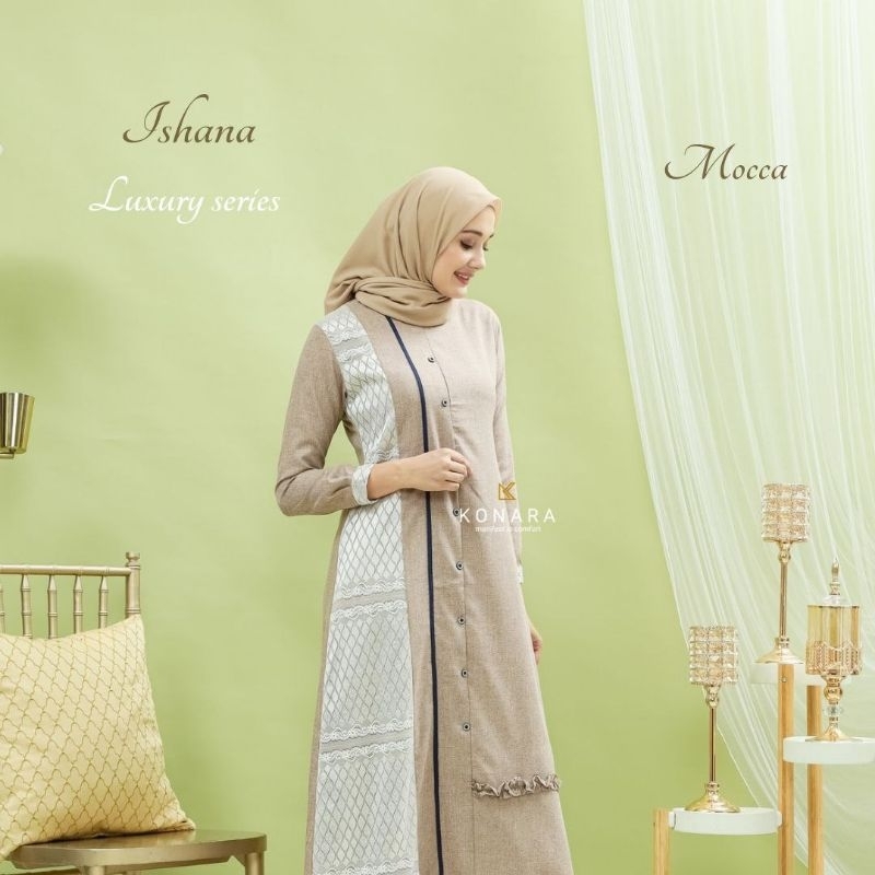 PROMO / BAHAN PREMIUM / Baju Gamis Muslim Wanita Modern Ishana Luxury Series Katun Madinah Premium