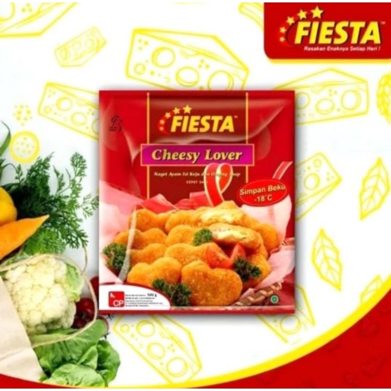

Fiesta cheesy lover 500gr naget ayam isi keju dan daging ayam asap