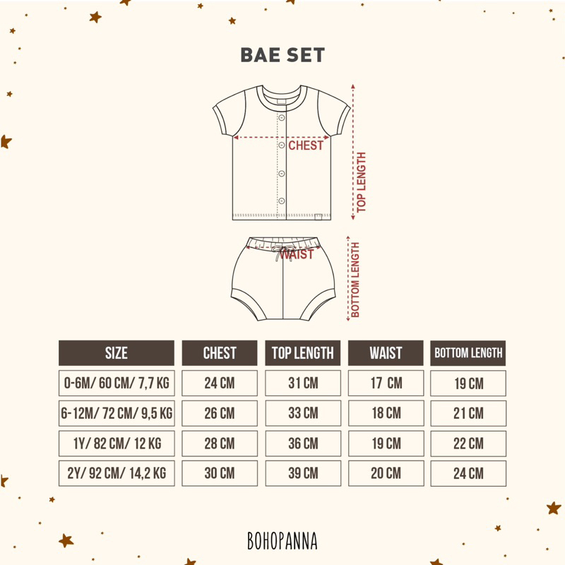 BAE SET - BOHOPANNA - Setelan Baju Bayi Newborn - 2 Tahun - Set Baju Bayi