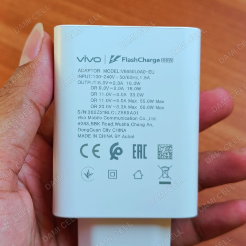 Charger Vivo USB Type C Flash Charge 66W Original 100%