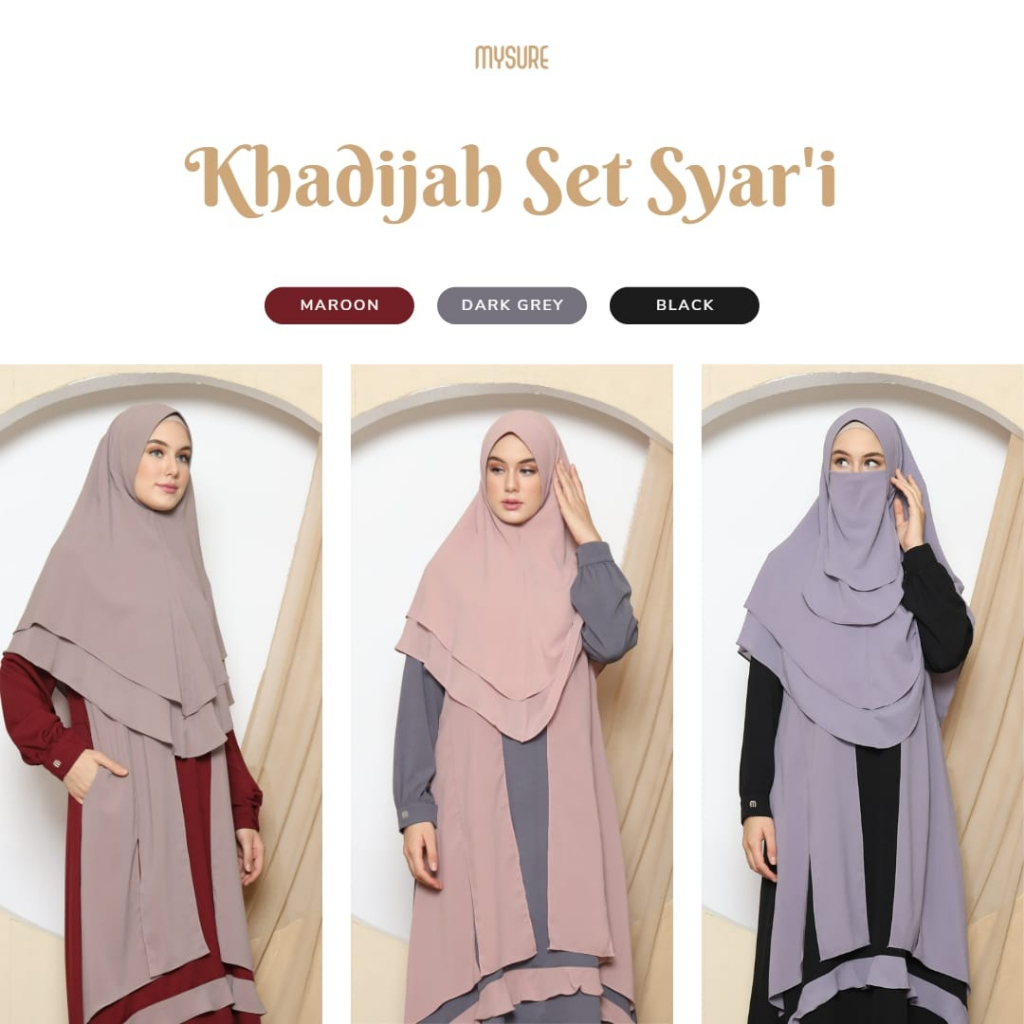 [READY SIAP KIRIM] Gamis KHADIJAH NIQAB SET SYAR'I Ori By MYSURE Gamis Syar'i Dewasa Murah