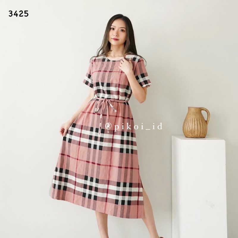 Pikoi_id | Loose Dress wanita katun FREE BELT / oversize dress santai / dress ikat wanita jalan 3425