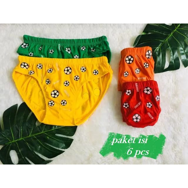6 Pcs Celana Dalam Vin Vin / HT man - CD Anak Laki Laki Motif Bola Bola - Mix Random Warna