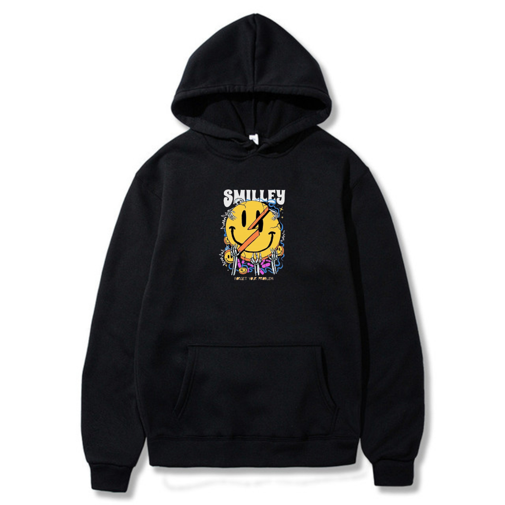 SMILLEY Hoodie Gambar Simple Sweater Style Distro (Pria &amp; Wanita) Bisa Cod