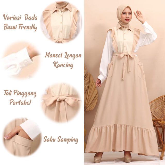 Baju Dress Perempuan Dewasa Gamis Katun Terbaru Kekinian Korea Muslimah Remaja Polos Jumbo Premium D