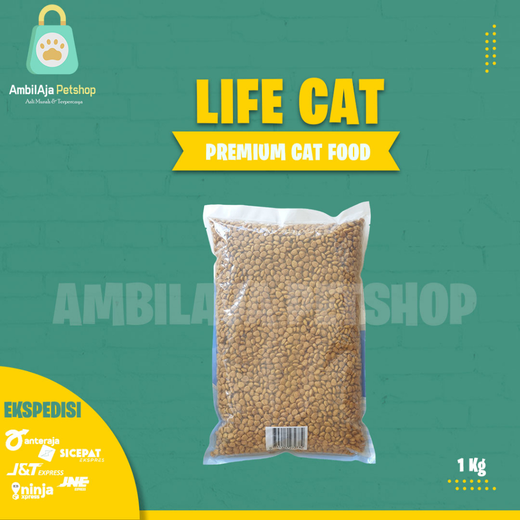 Makanan Kucing kering Premium LIFE CAT DRY 800Gr - 1Kg