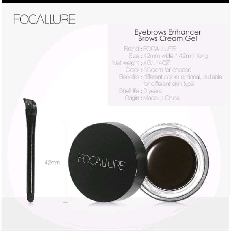 Focallure FA23 Eyebrow Cream Gel waterproof Pensil Alis-mata(BPOM)