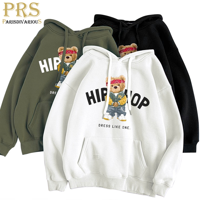 Parisdivarious Sweater Hoodie Jemper Hiphop Bear FC Bahan Fleece Size S - XXL (Pria &amp; Wanita)