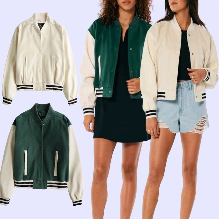 lovemecorner LIMITED STOCK HLS VARSITY BOMBER JACKET WOMAN HOLLISTER BOMBER JAKET WANITA POLOS