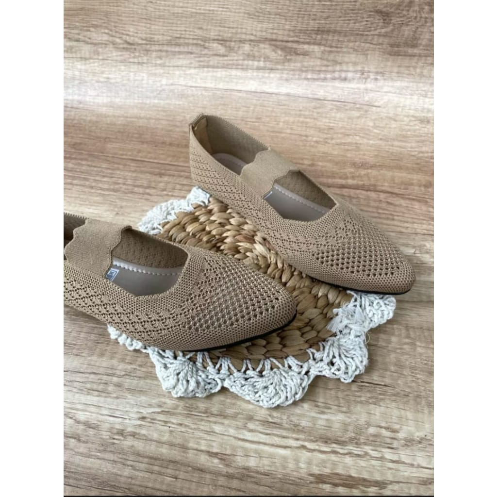 FLATSHOES SEPATU WANITA RAJUT KARET TENGAH/SOL KARET/COD