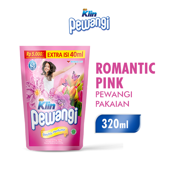 Soklin Pewangi Pakaian Romantic Pink Pouch 320 ml