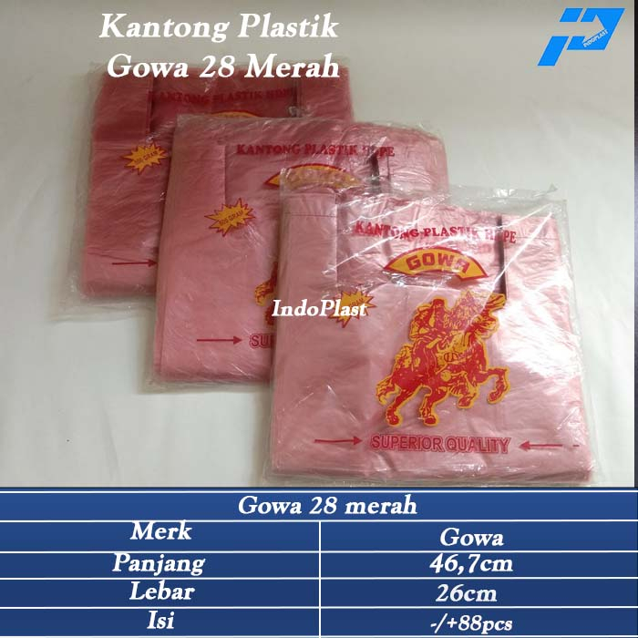 Kantong Plastik/Kantong Kresek Merah/Kantong Plastik Gowa 28 Merah Kiloan
