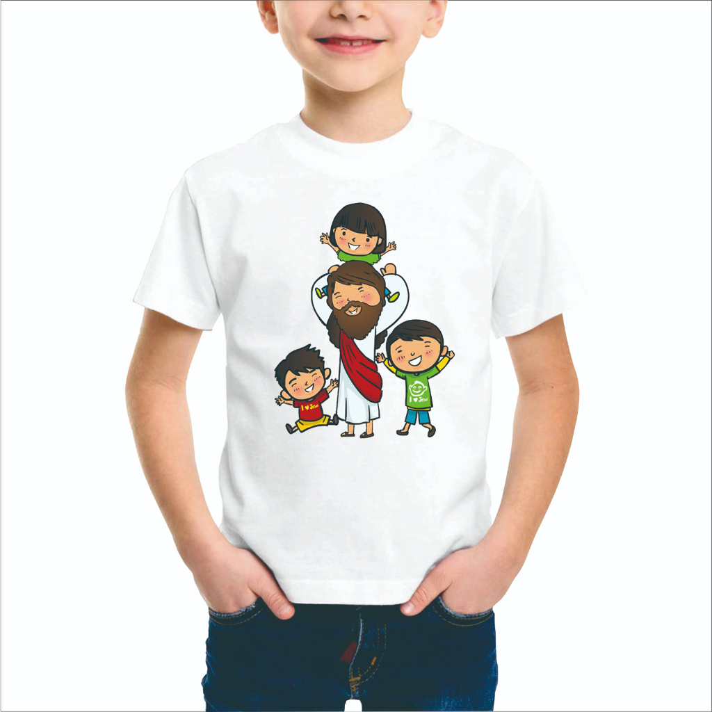 KAOS ROHANI JESUS 3BOCAH C / KAOS SALIB KRISTEN / KAOS ANAK SEKOLAH MINGGU / KAOS DISTRO