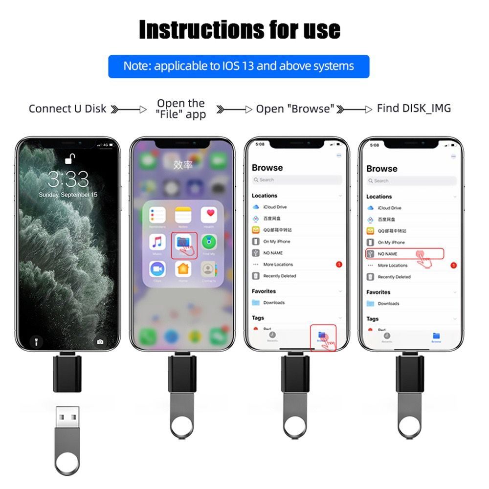 ￼USB 3.0 to Lightning Adapter OTG untuk cocokkan iPhone 14 13 12 11 Pro XS Max XR X 8 iPad U Disk Lighting Male To USB 3.0 Adapter untuk IOS OTG USB Adaptor Lighting Male Transmisi Data U Disk Mouse Keyboard USB Pengisian Daya Charger / kompatibel for otg